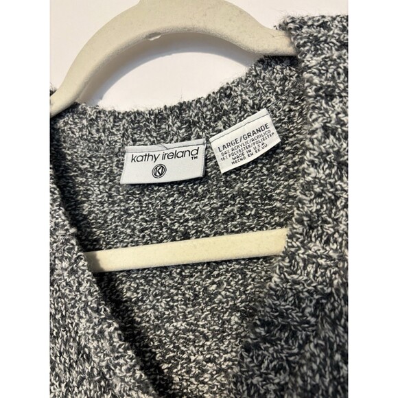 Kathy Ireland Women Sweater Vest Gray White Blended with Fair Isle Stripe Size L - Picture 4 of 6